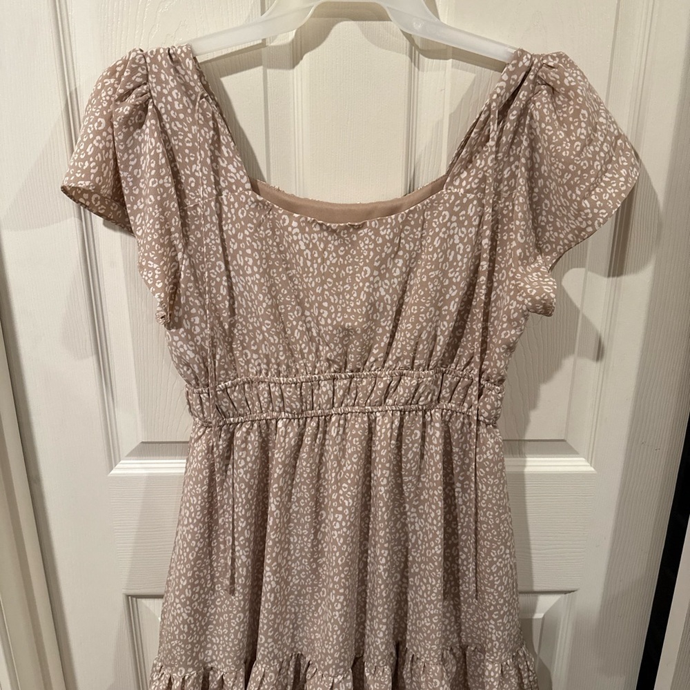 Altar'd State Tan and Cream Patterned Mini Dress - Picture 2 of 3